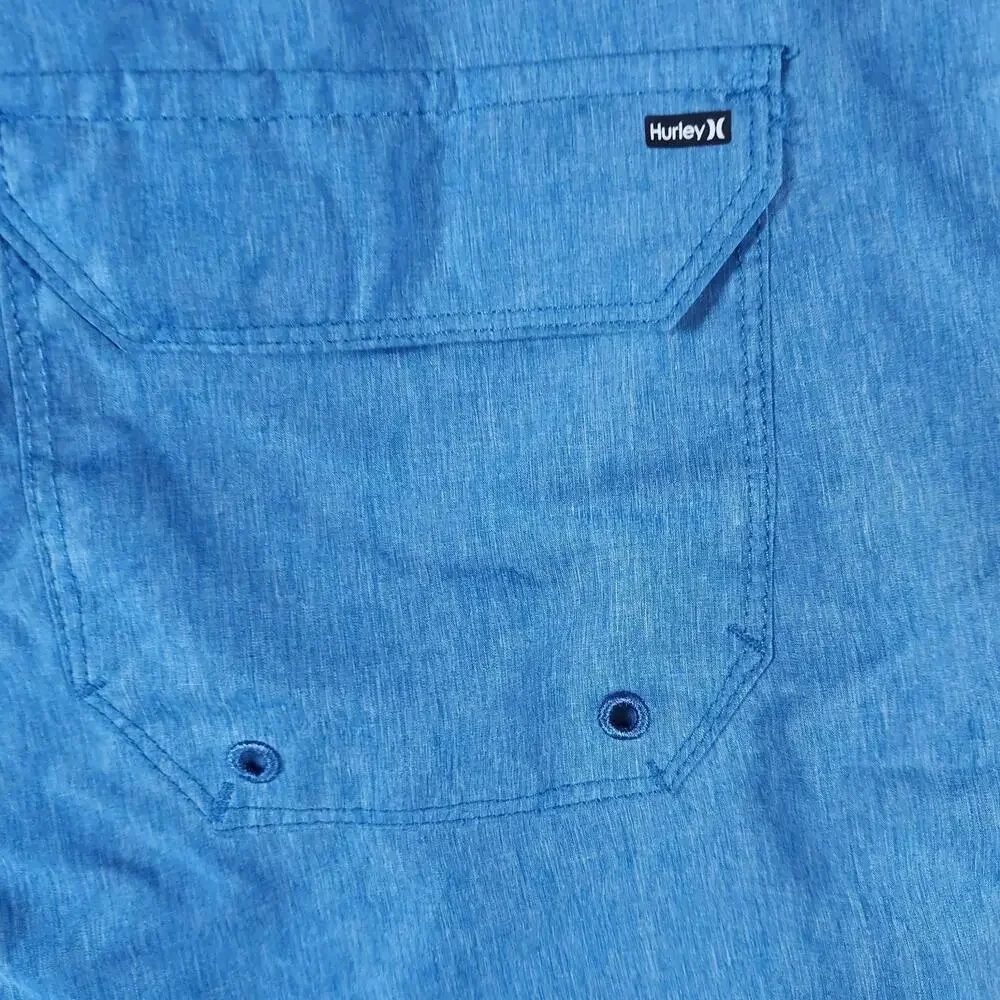 Hurley Mens Board‎ Shorts Sz 30 Blue Swim Trunks Surf Logo Drawstring